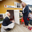 Litteraturtoget 2015: Kronprinsessen i samtale med litteraturkritikerne Kaja Skjerven Mollerin og Knut Hoem i Ringebu bibliotek. Foto: Heiko Junge / NTB scanpix